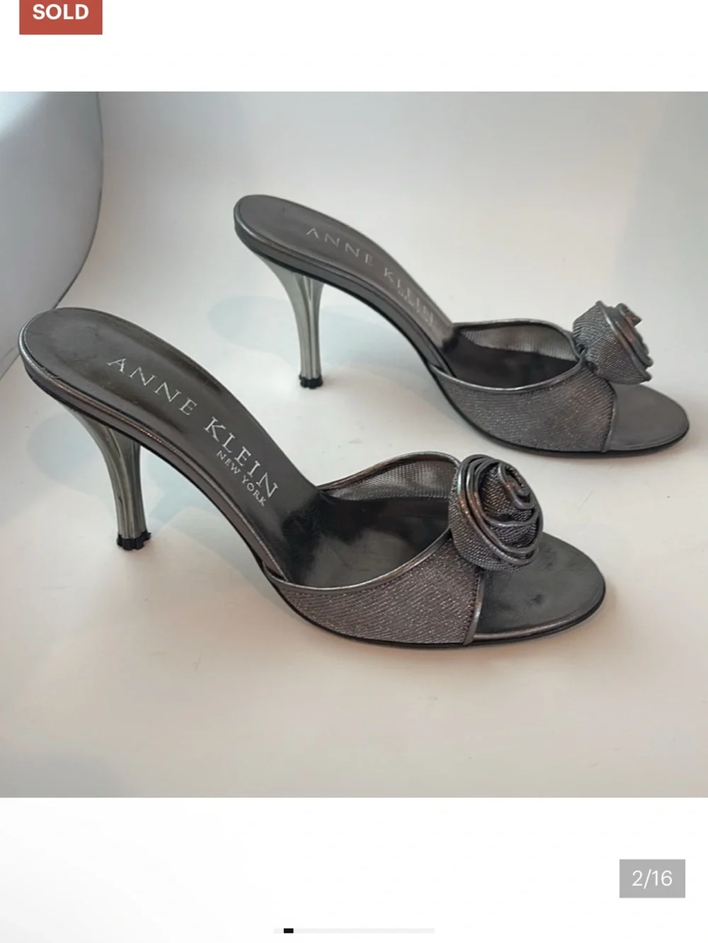 Anne Klein Pewter/Silver Heels Made in Italy